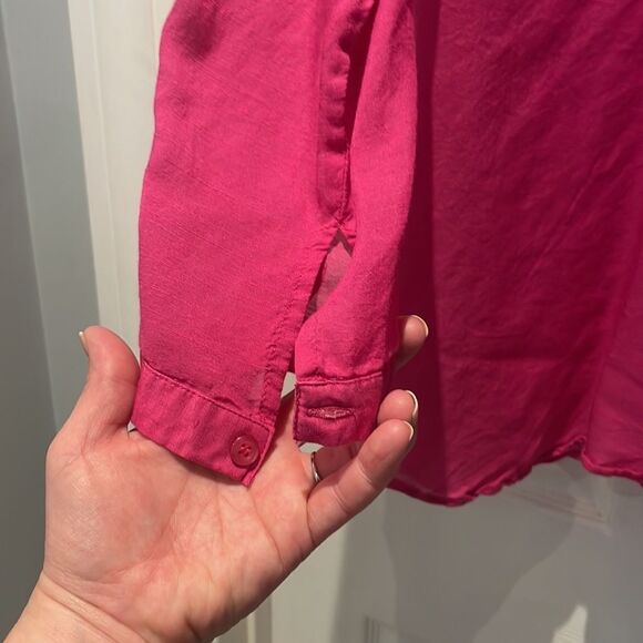 Soft Surroundings 100% rayon button down SZ small hot pink - Picture 5 of 6